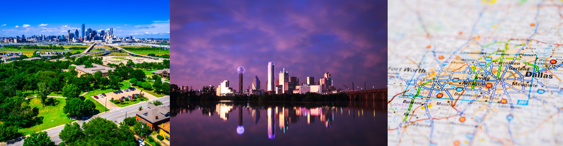 A collage of a city.