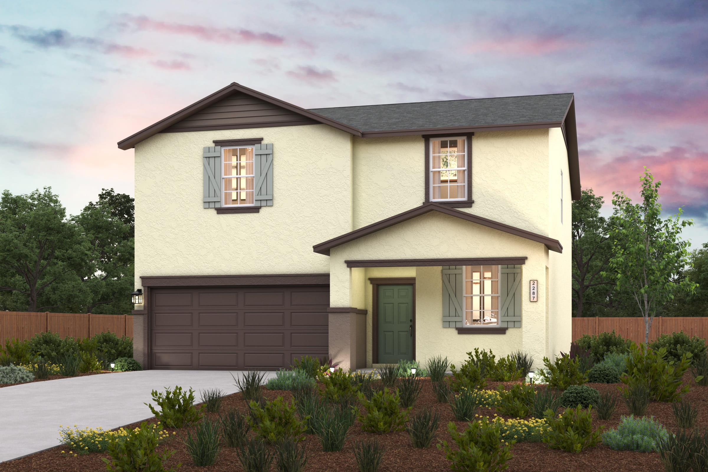 A house with a garage.