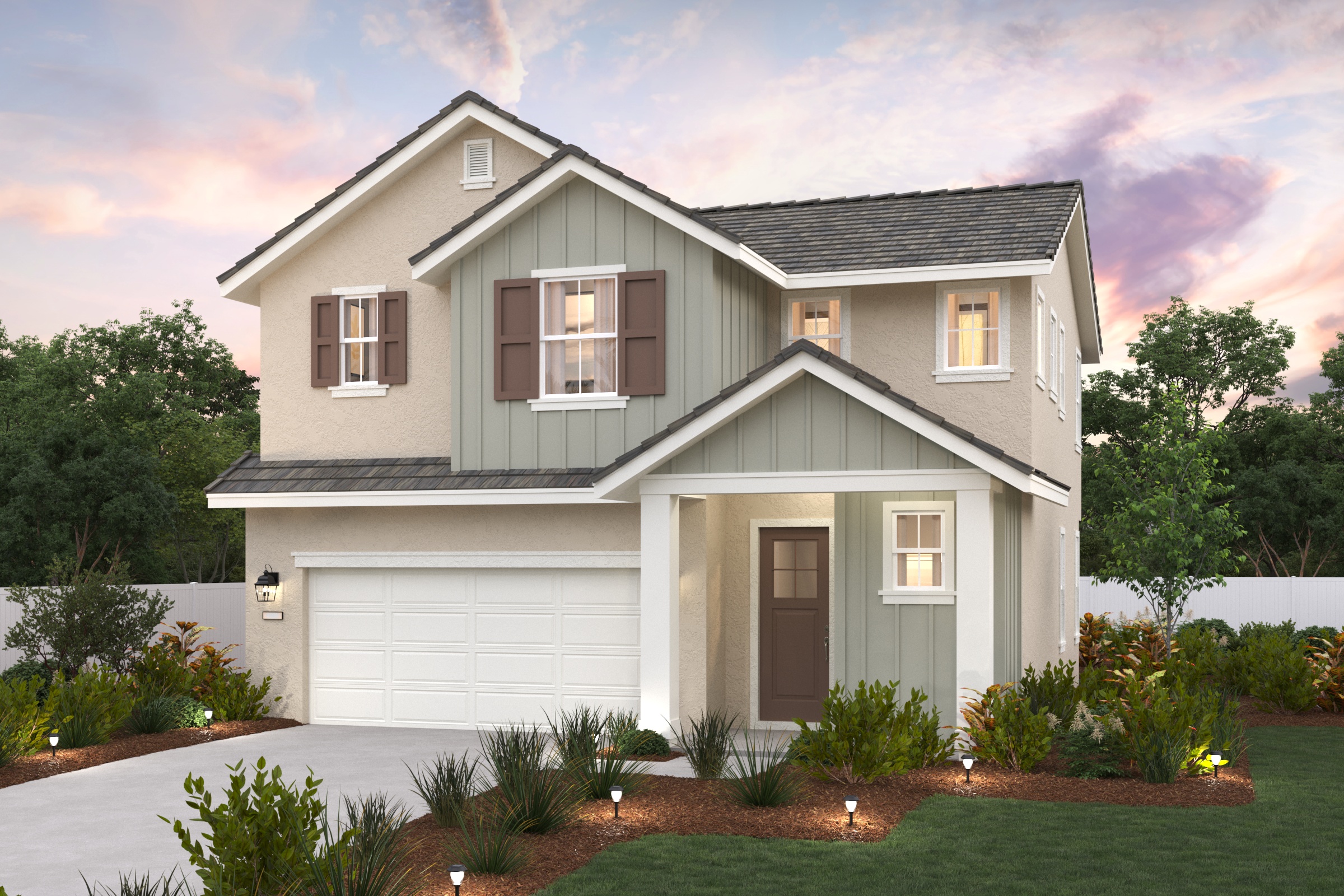 A house with a garage.