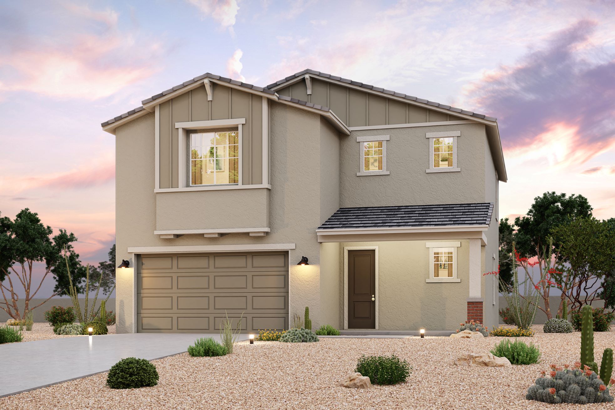 A house with a garage.
