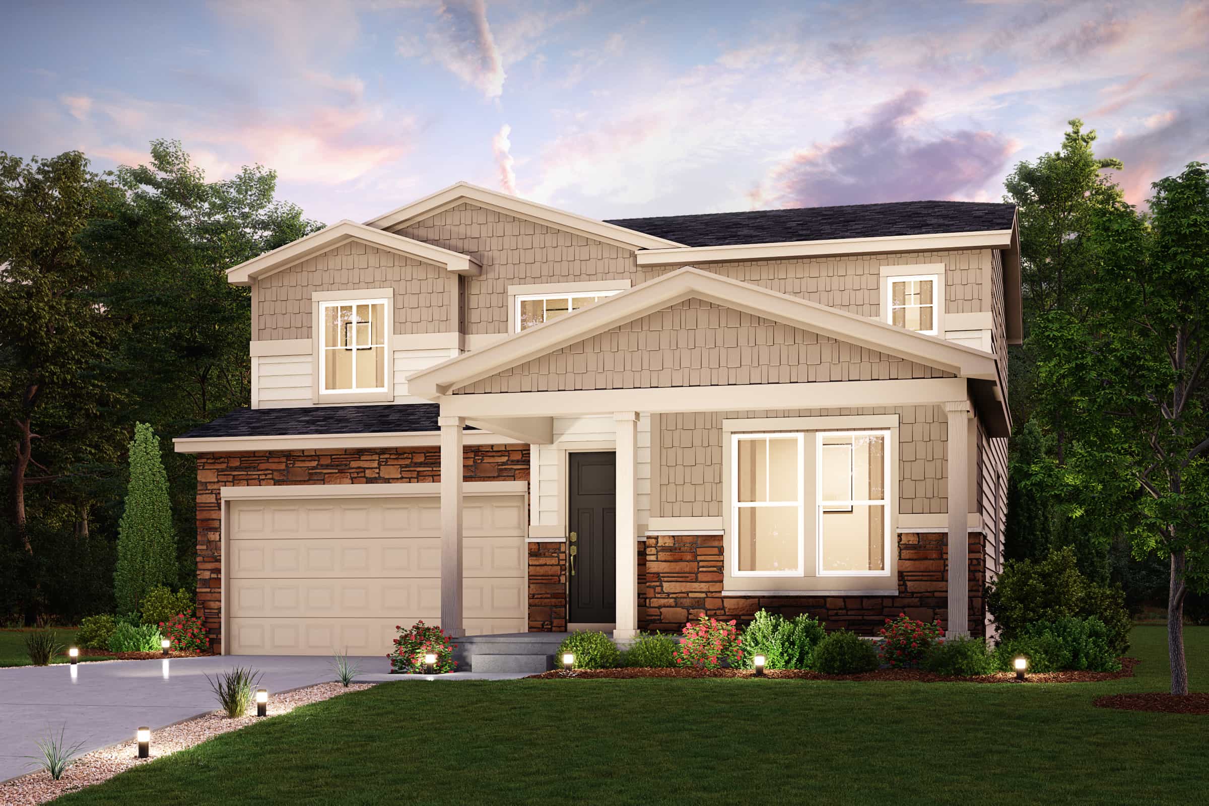 A house with a large front yard.