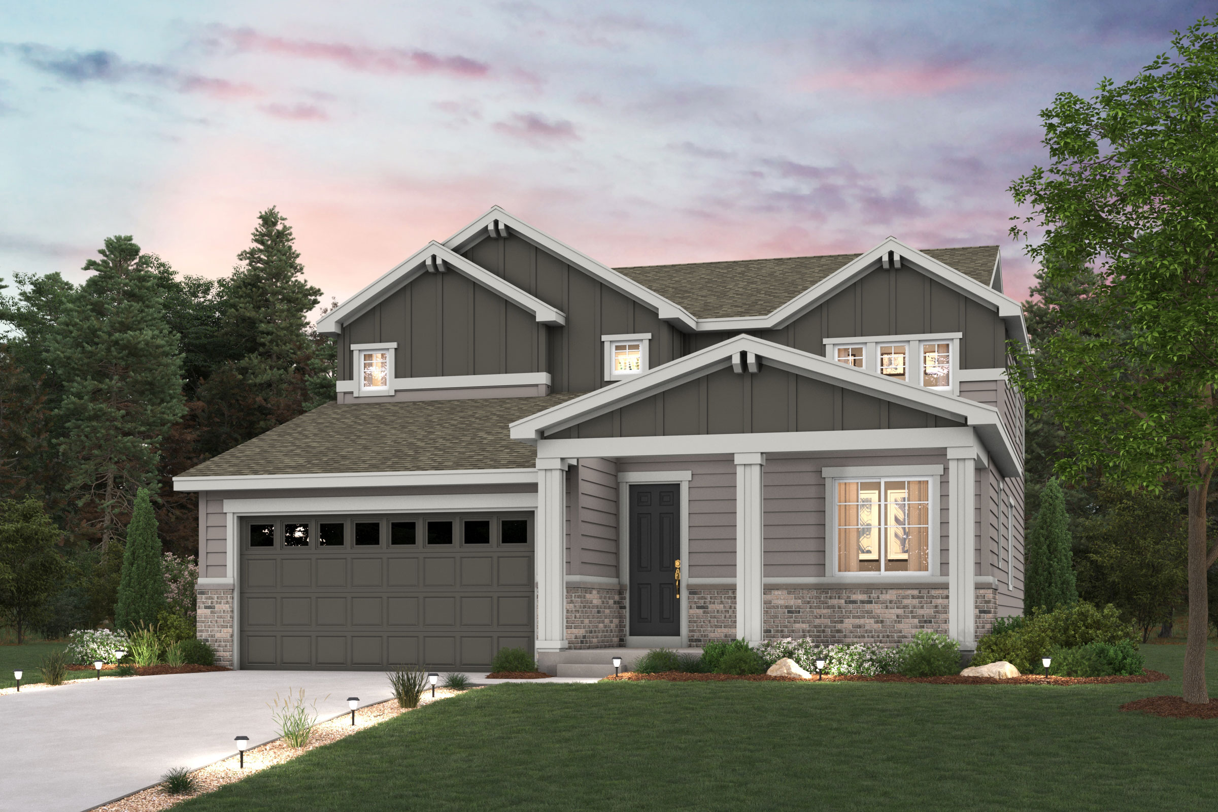 A house with a garage.