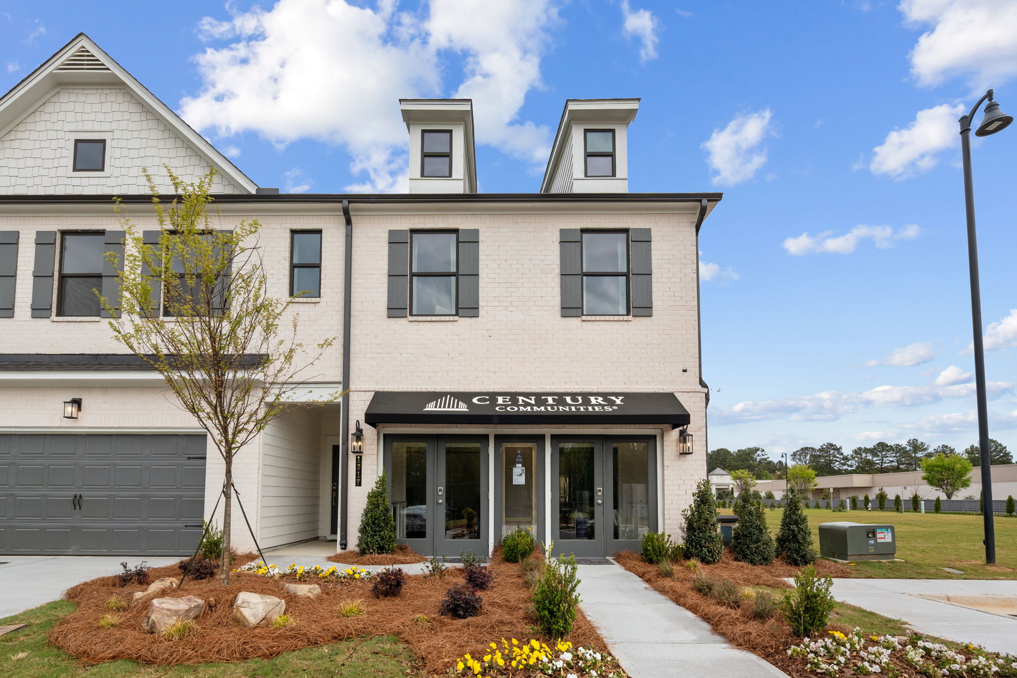 A building with a sign on it.