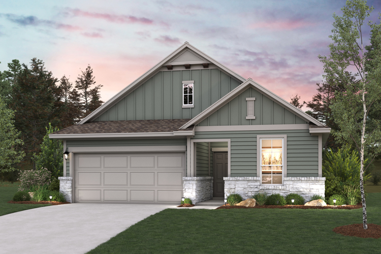 A house with a garage with American Gothic House in the background.