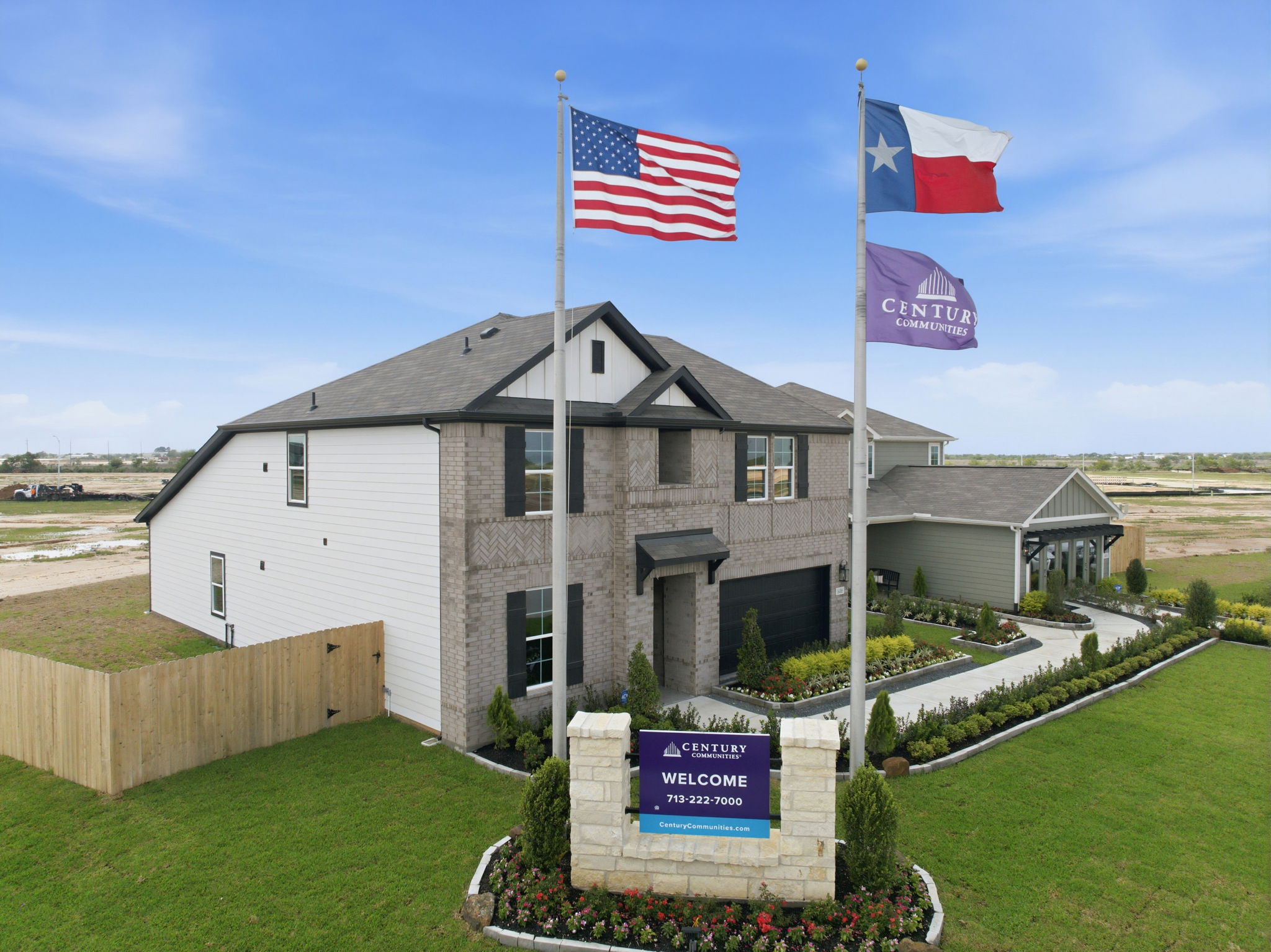 A building with flags in front of it.