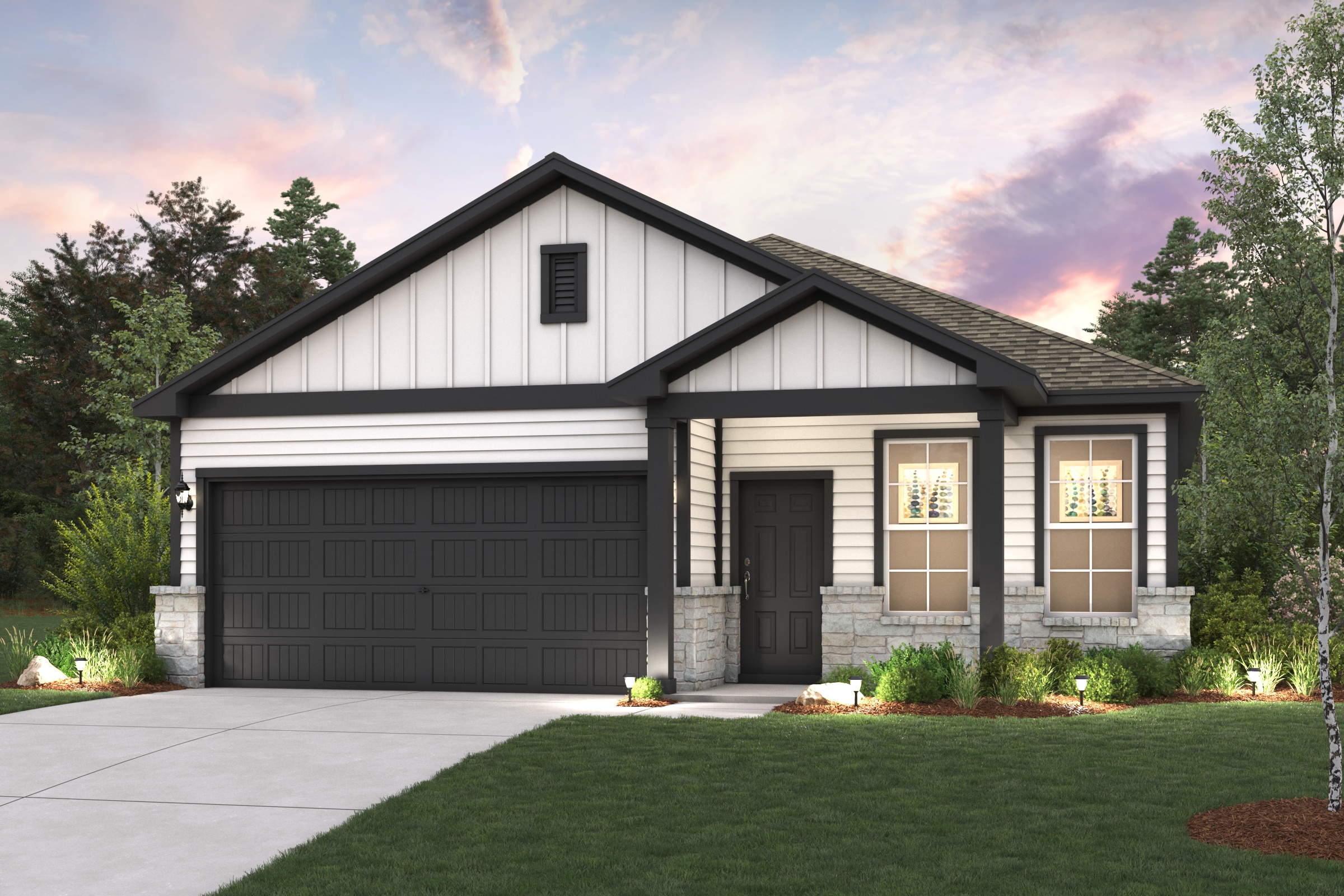 A house with a garage.