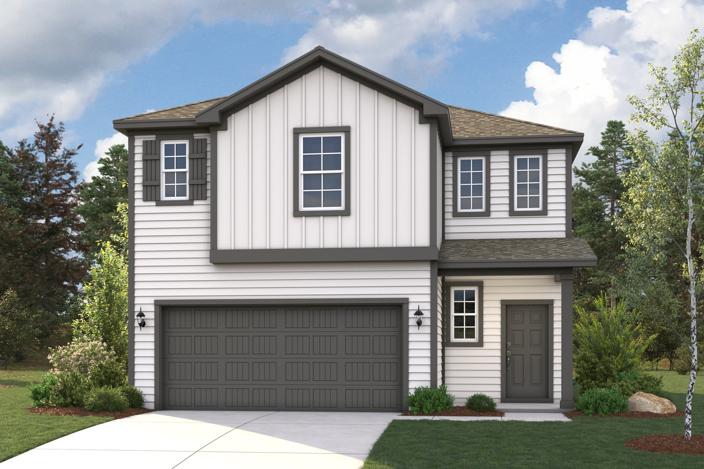 A house with a garage.