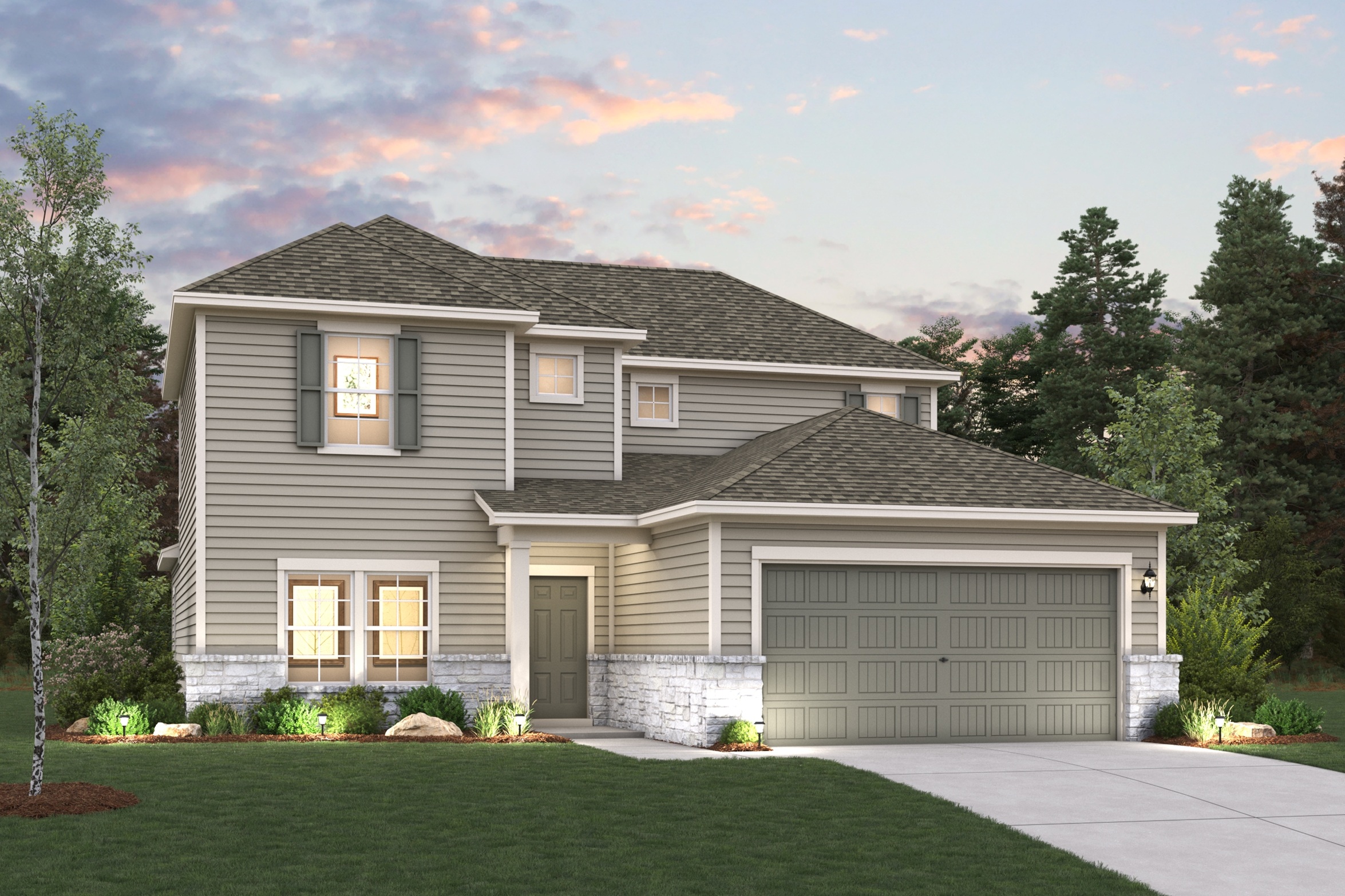 A house with a garage.