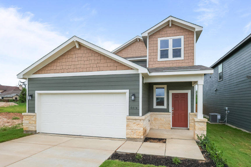 A house with a garage.