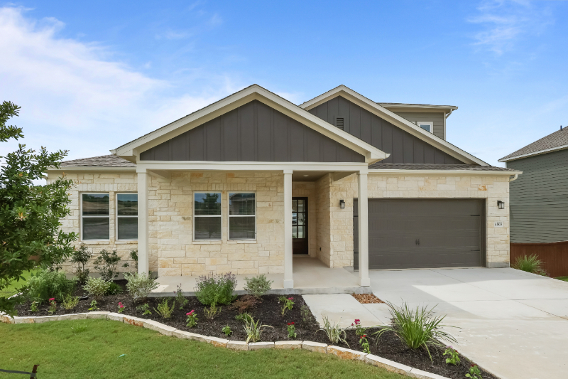 A house with a garage.