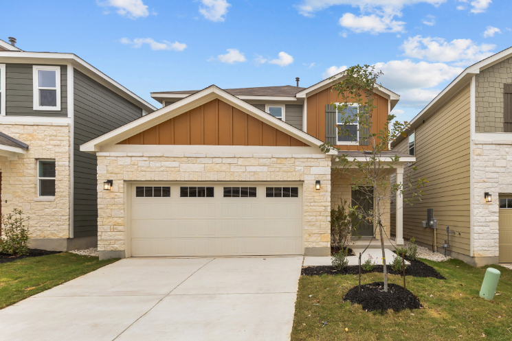A house with a garage.