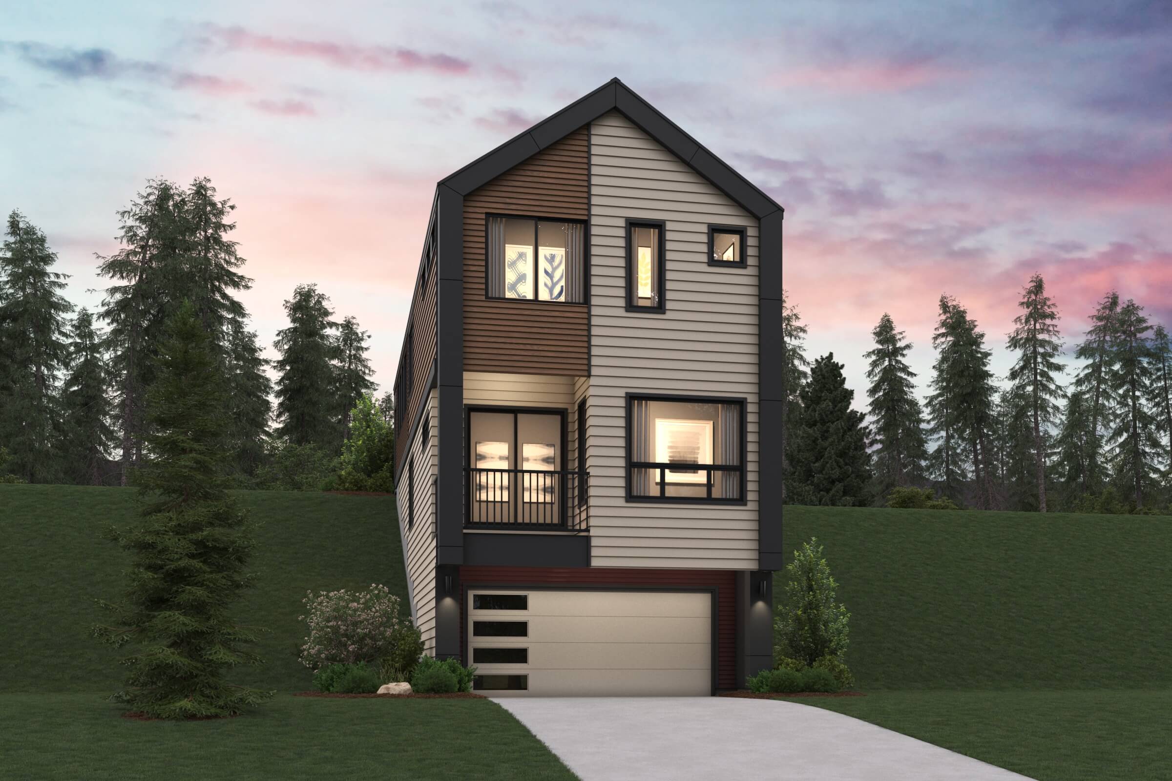 A house with a garage.