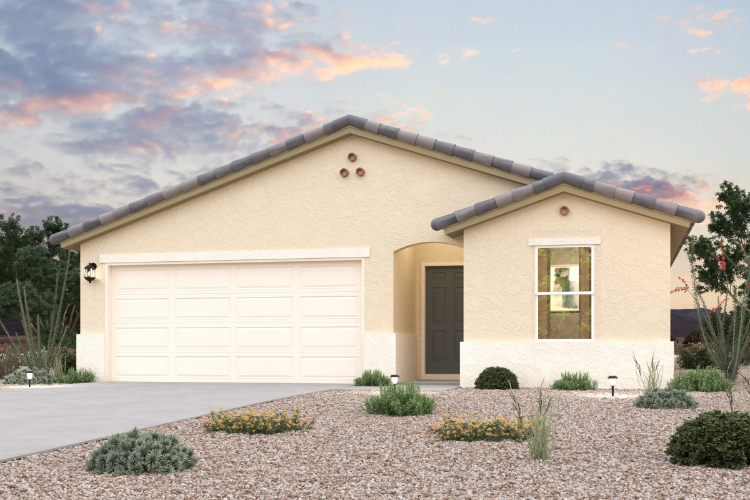 A house with a garage.