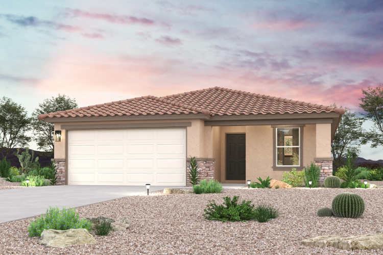 A house with a garage.