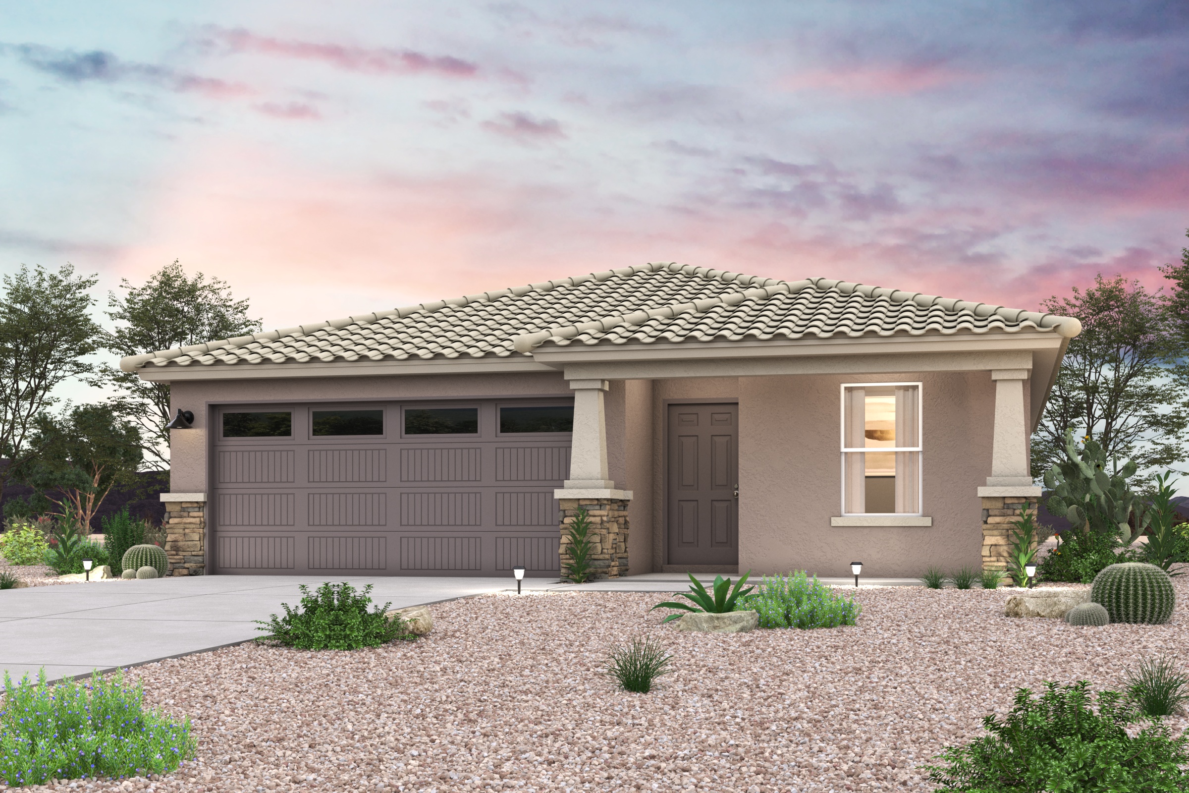 A house with a garage and a driveway.