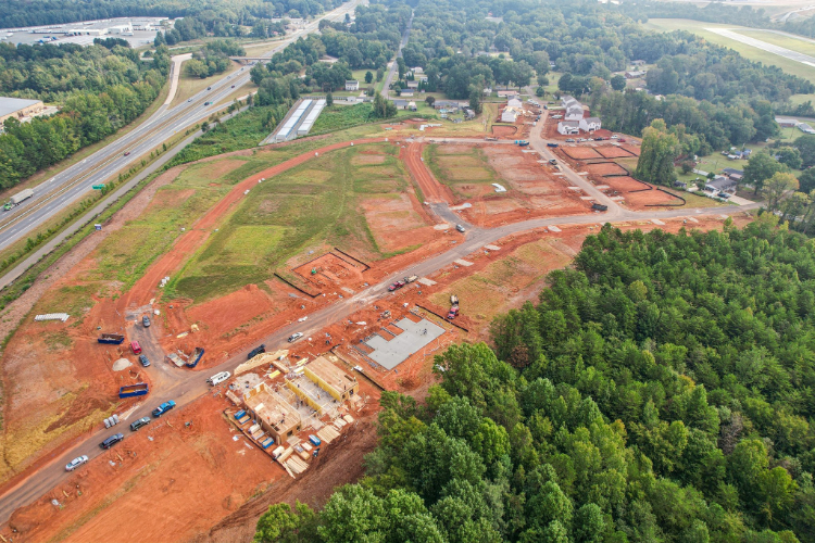 A high angle view of a road.