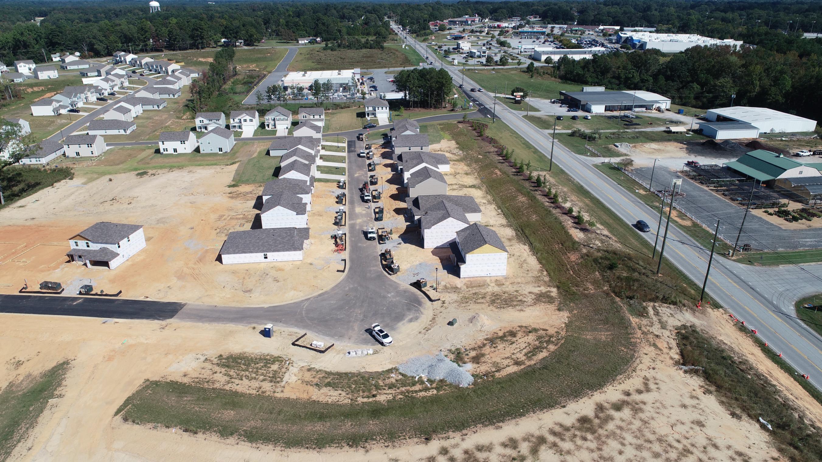 A high angle view of a town.